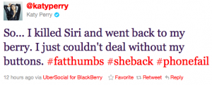 Katy Perry: Am renuntat la iPhone si am revenit la BlackBerry item-thumbnail